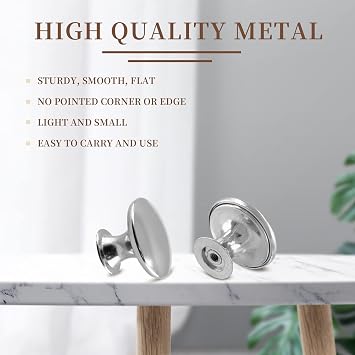 Silver Cabinet Knobs 1.18 Diameter, 12 Pcs