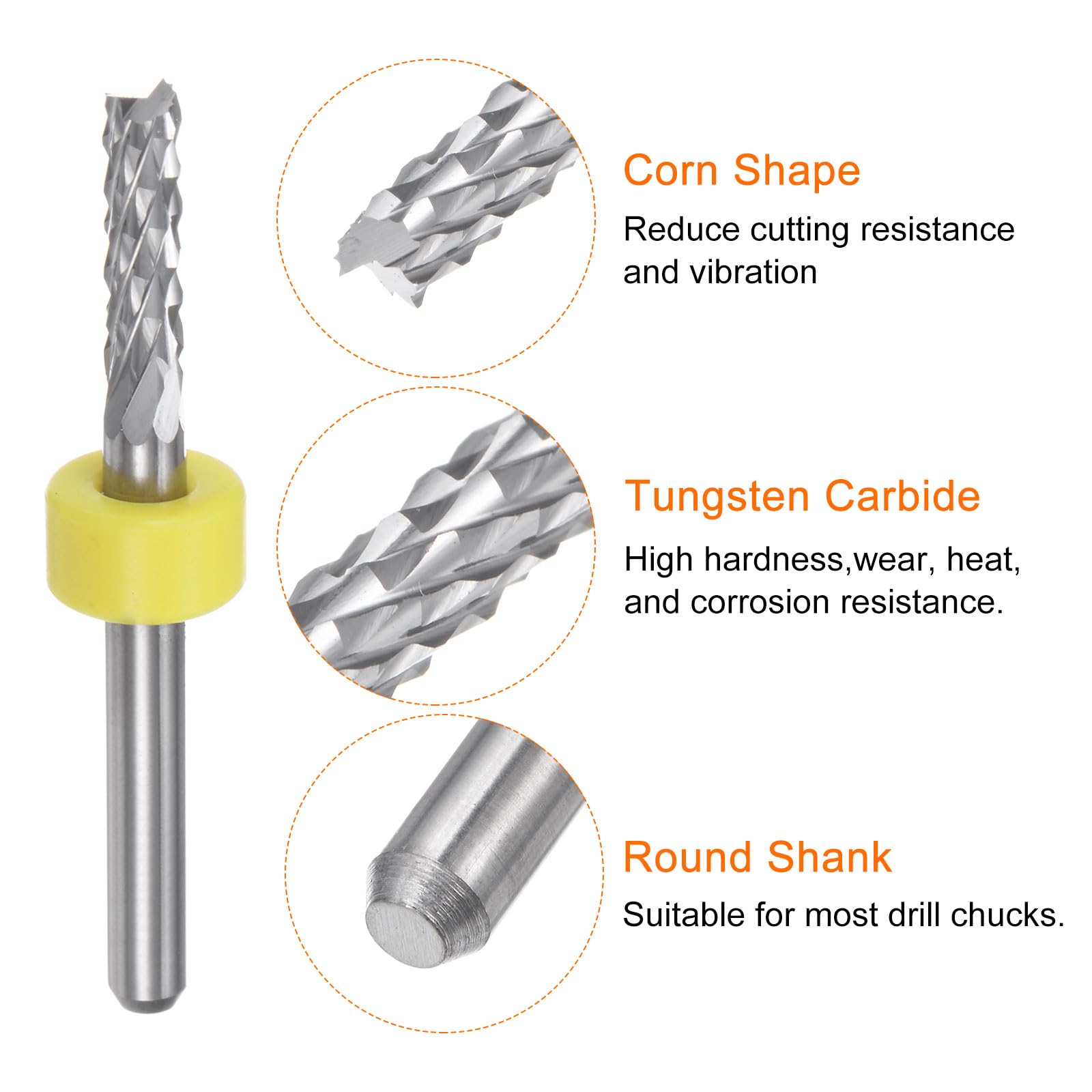 QUARKZMAN 10Pcs Embouts de Fraise 3mm en Carbure de Tungstène pour Fraiseuse CNC, Outils de Gravure pour Circuit Imprimé, Machine de Fraisage du Bois, Queue Droite de 1/8 Pouce