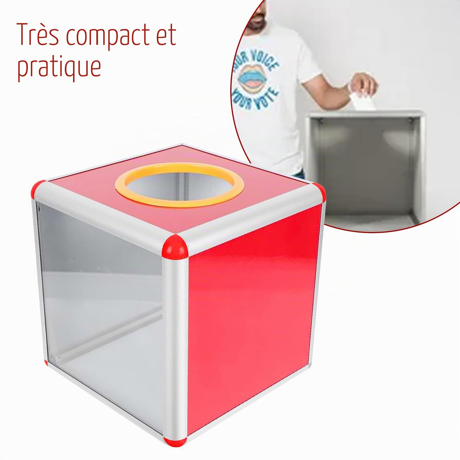 Boîte de loterie, boîte de loterie, 30 cm, transparente, urne transparente, boîte de donation pour dons, tirages au sort, votes