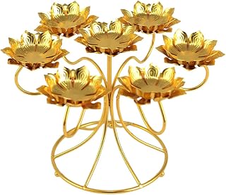 VOSAREA Lotus Candle Holder Buddha Candle Holder 7 Lotus Diwali Candle Stand Tealight Candlestick Ghee Lamp Butter Lamp Holder Oil Lamp Buddhist Offering Supplies
