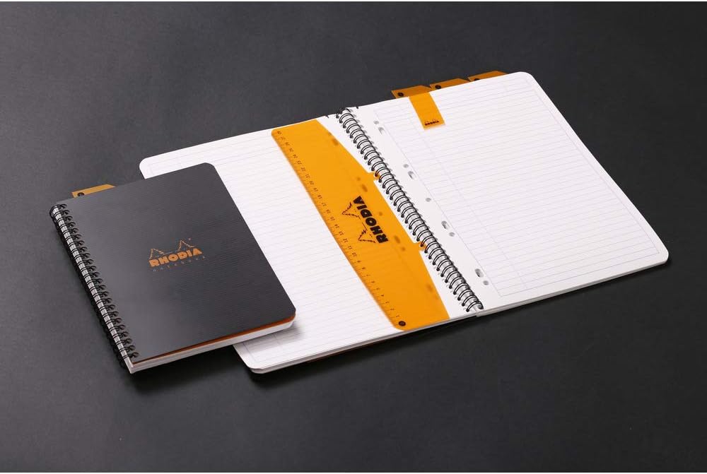 RHODIA 119901C - Spiral Notebook (Full Bound) Black A4+, Black Lined & Margin - Image 4