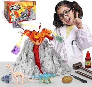 Erupting Volcano Science Kit and Gemstone/Dinosaur Fossil Dig Kit - STEM Projects for Kids Age 6-8 8-12, Boys Toys