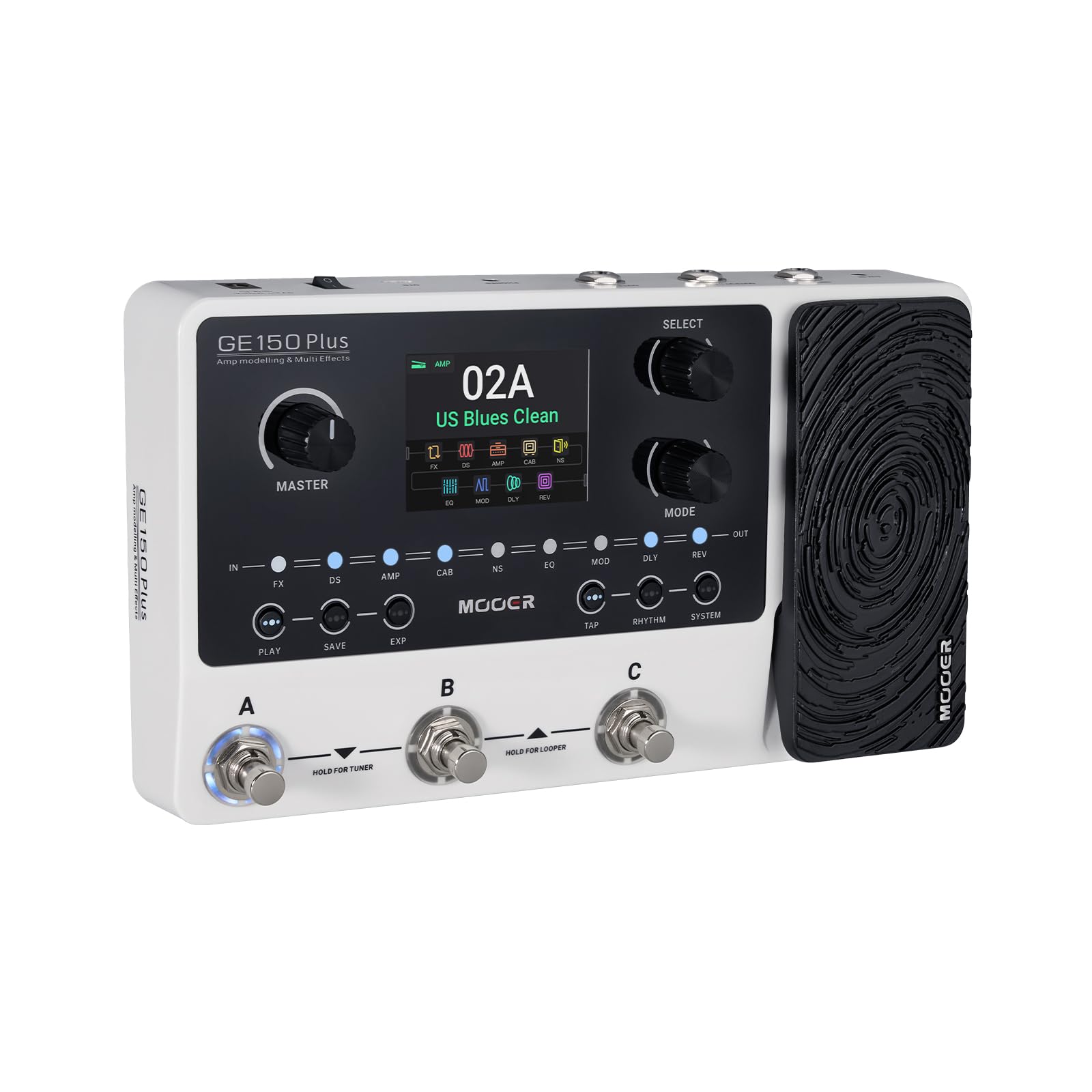Mooer GE150 Plus Multi Effects Pedal für Gitarre | 55 Amp-Modellen, 170 Effekten, 80-Sekunden-Looper, Expression-Pedal und USB-C-Recording