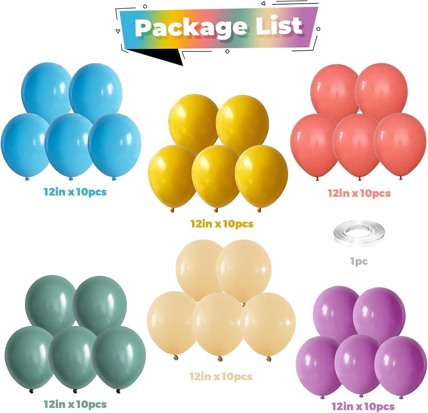 Colorful Balloons Rainbow Assorted Color Latex Balloons Set 60pcs 12inch Blush Blue Nude Light Purple Orange Yellow Helium Mixed Colored Balloon Boho Birthday Party Decoration Here Comes the Son