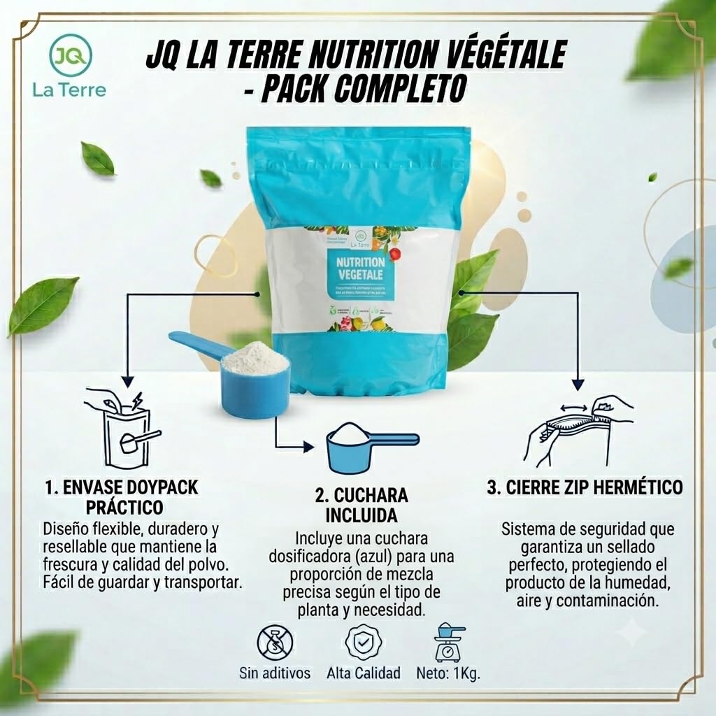 BICARBONATO DE POTASIO DE 1 KG PARA PLANTAS CON CUCHARA DOSIFICADORA Y CIERRE ZIP, abono de potasio, fungicida natural para plantas, regula el PH del suelo