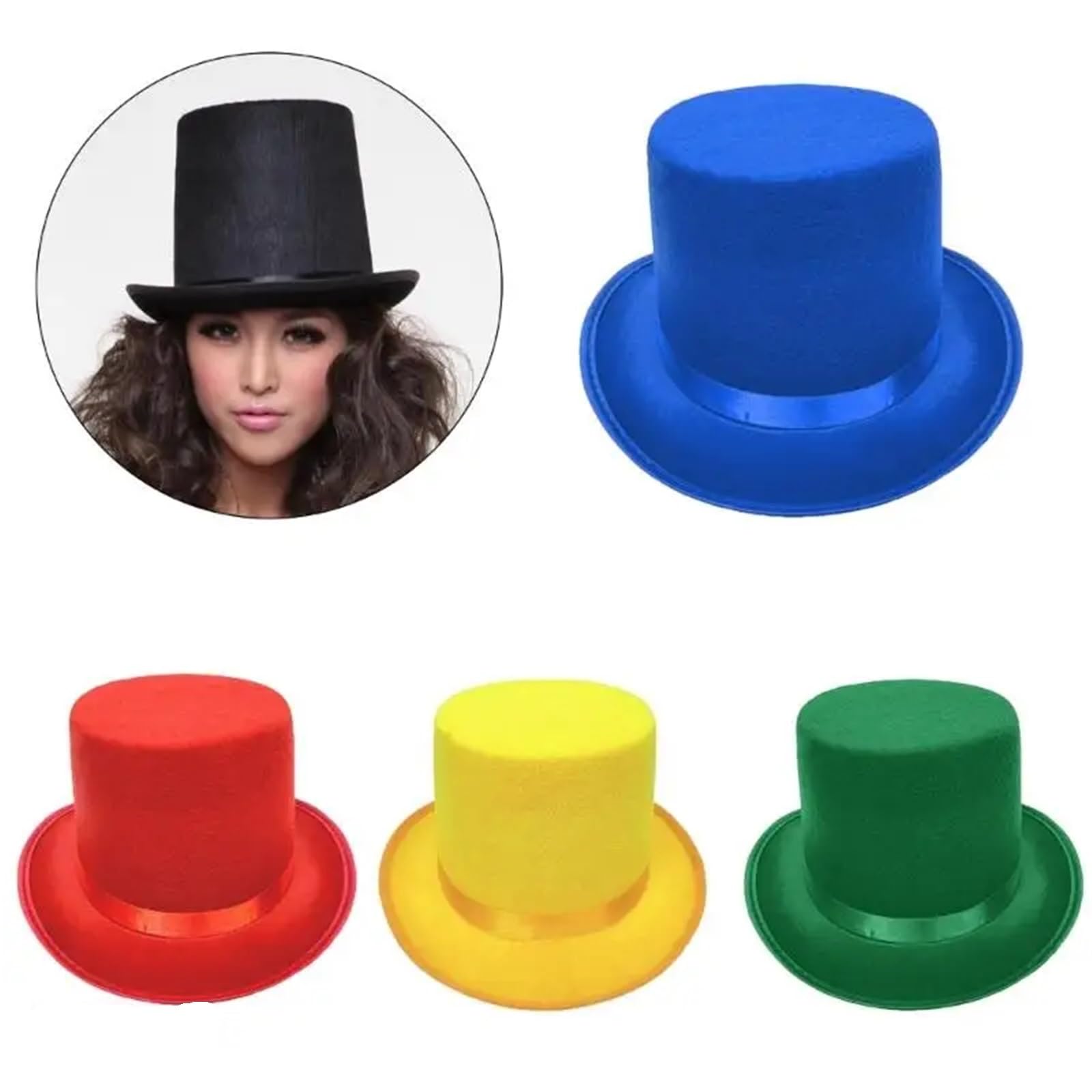 Cappello Cilindro Cappello A Cilindro da Vestire Mago for Donna Festa A Tema Uomo con Tesa Arrotolata Costume Gentiluomo A Foto Accessorio per Carnevale