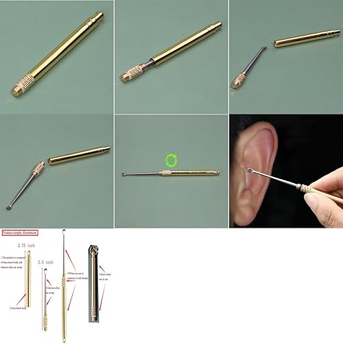 Miniatura 6 de ONLYKXY Herramienta de eliminación de cera de oído, tipo plegable, limpiador de orejas de aleación de titanio, herramientas de eliminación de cera