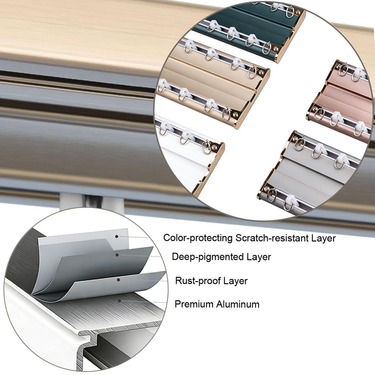 100-600 cm Vorhangschiene, Aluminium Gardinenschiene 2-läufig, Gardinenstange Decke mit stummen Rollen, Schwerlast Vorhangstange für Fenster Balkon Büros Hotels Kliniken(Blau,260cm)