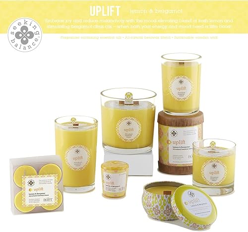 Miniatura 4 de Root Candles Seeking Balance Wood Wick Spa Candle Velas de aromaterapia, 12 onzas, elevadas limón y bergamota