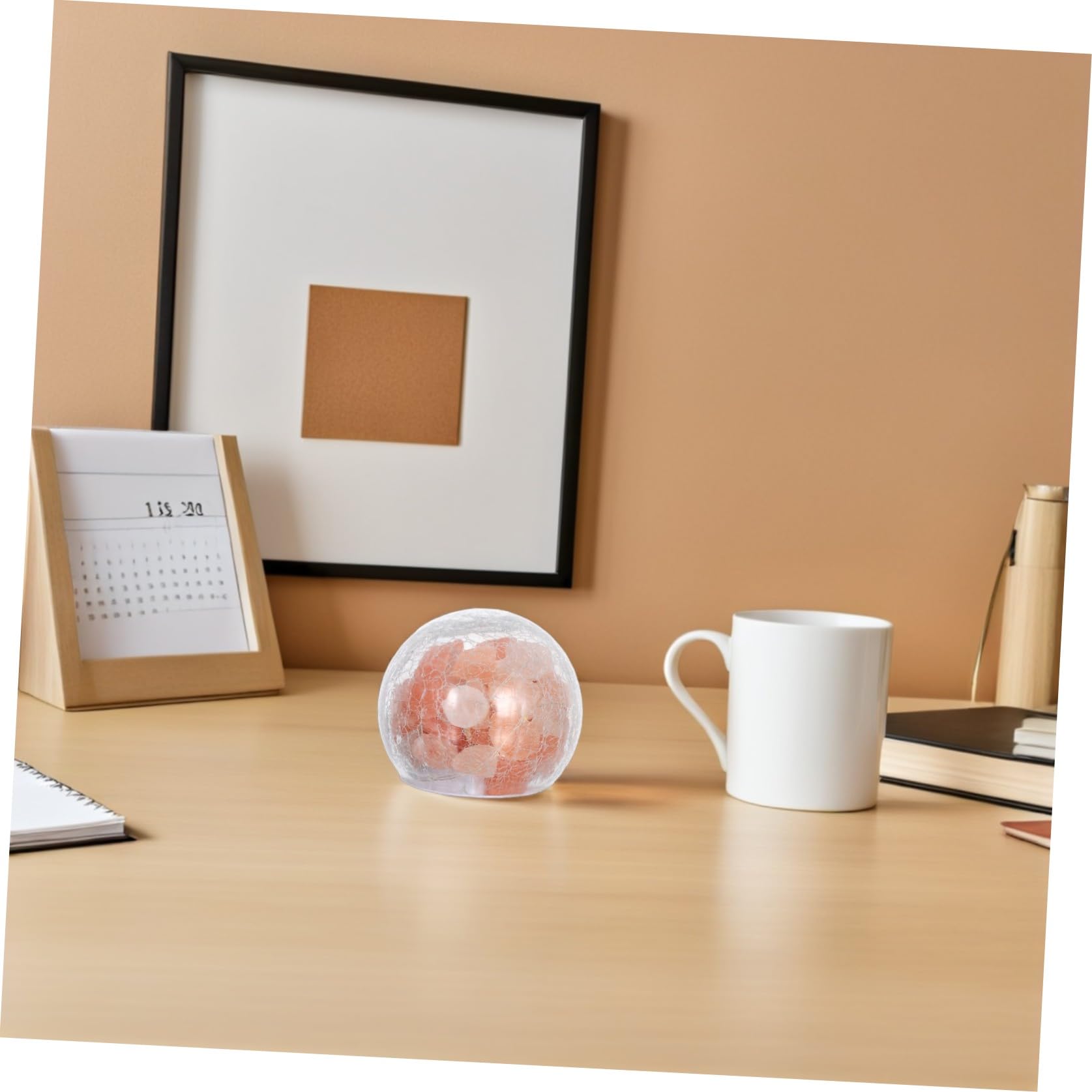 Lampe de Nuit Artistique Cristal D'himalaya Créative, 3 Piles Aa