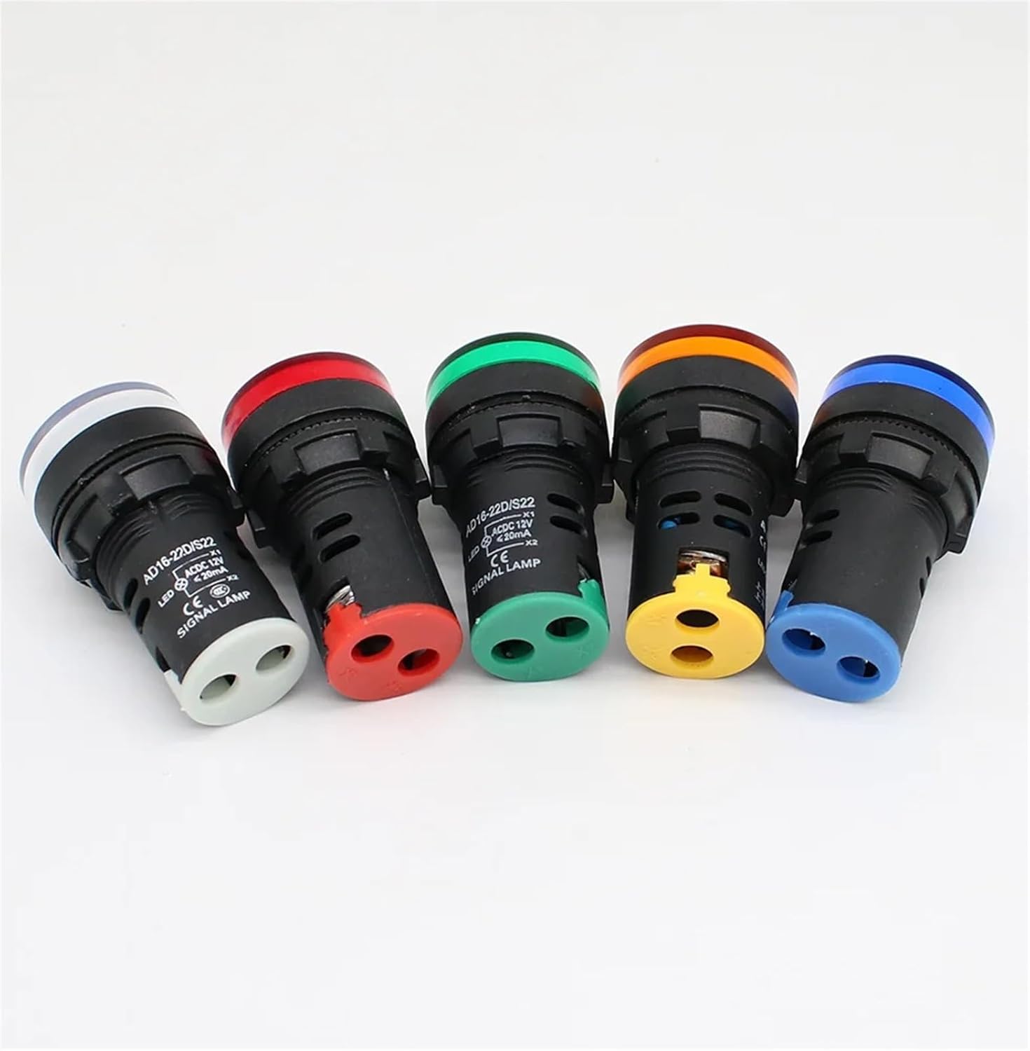 10pcs 22mm Indicator Light 12V 24V 220V 380V LED Power Indicator Pilot Signal Light AD16-22DS Panel Mount Lamp Multicolor 20mA(12V White)