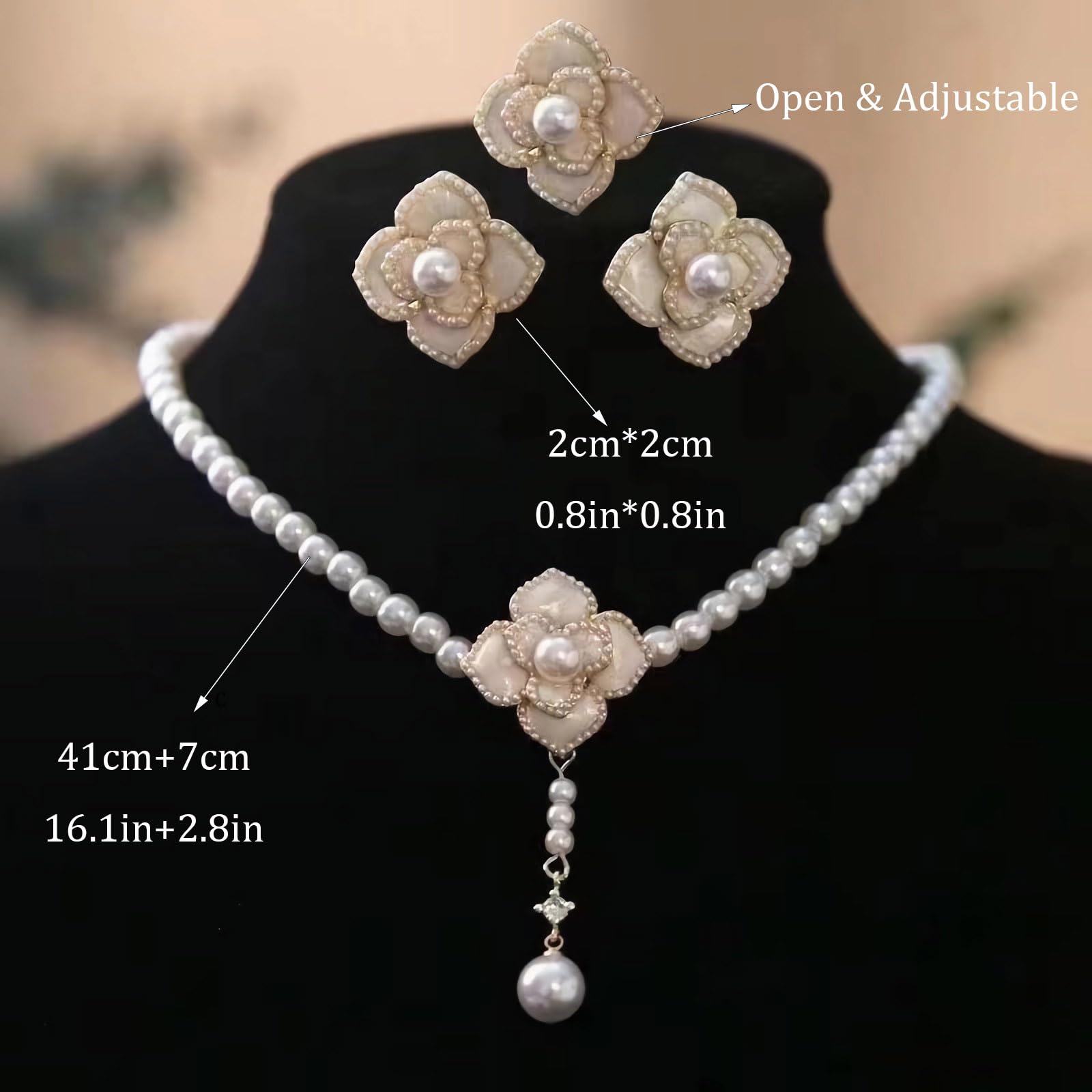 Orecchini Pendenti Lunghi Con Perle E Fiori Neri – Design Floreale Con Smalto E Strass, Lega Dorata, Eleganti Per Matrimoni E Feste - 5