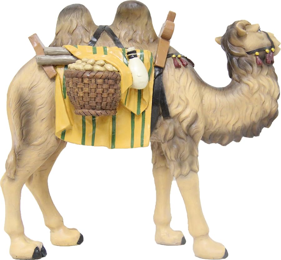 Statua Presepe Cammello Con Bagaglio – FADEDA – Altezza 14,2 Cm – Dipinta A Mano In Poliresina – Effetto Legno – Decorazione Natalizia Dettagliata - 3