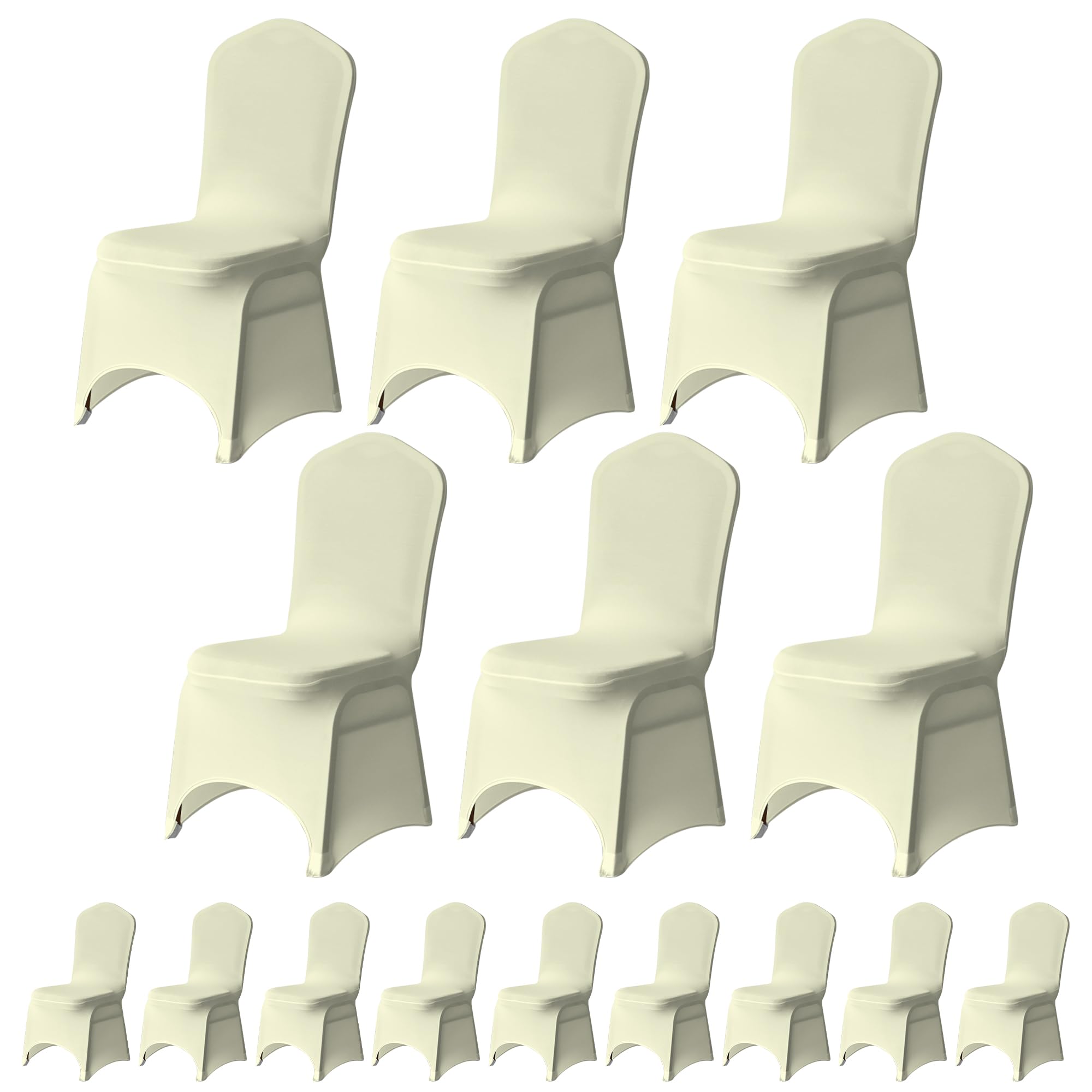 Trimming Shop Ivory Wedding Chair Covers Set of 30, Spandex Polyester Stretch Removable Washable Universal Slipcovers for Wedding Banquet, Dining Party & Events