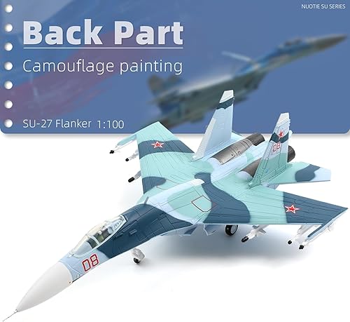 Miniatura 6 de Sukhoi su-27 Flanker 1100 Kit de modelo de avión de metal fundido a troquel de la Unión Soviética de aleación de combate militar modelo de avión con