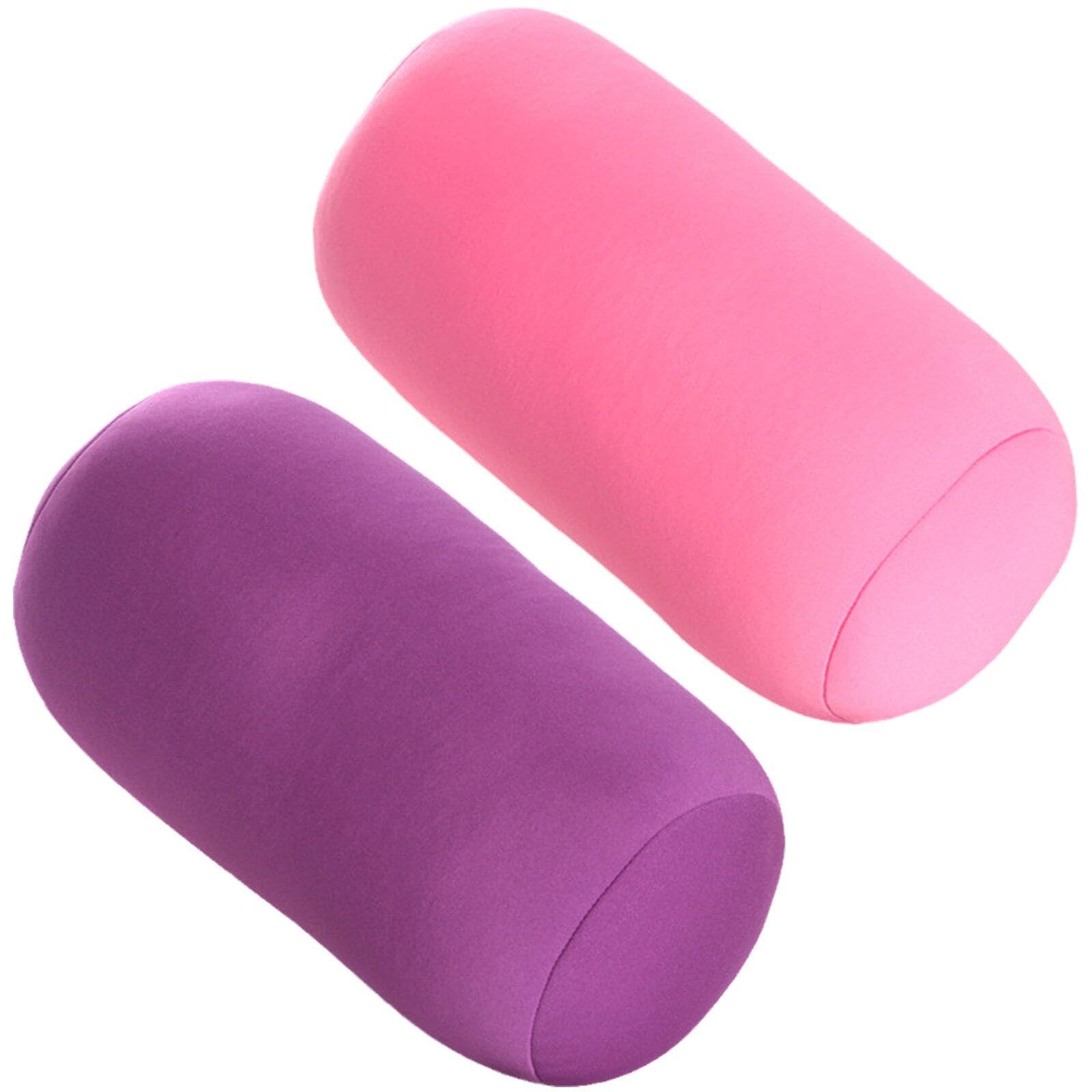 Luxylei 2pcs Pillow Micro Mini Microbead Back Cushion Roll Throw Pillow Travel Home Sleep Neck Support Extra Soft Stress Relief Beanie Pillow