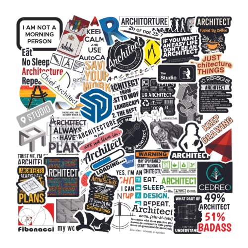 Image of CodersParadise Pack of 50 Architect Edition Vinyl Stickers For Laptop, Journal - Waterproof - For Architects-Self-Adhesive