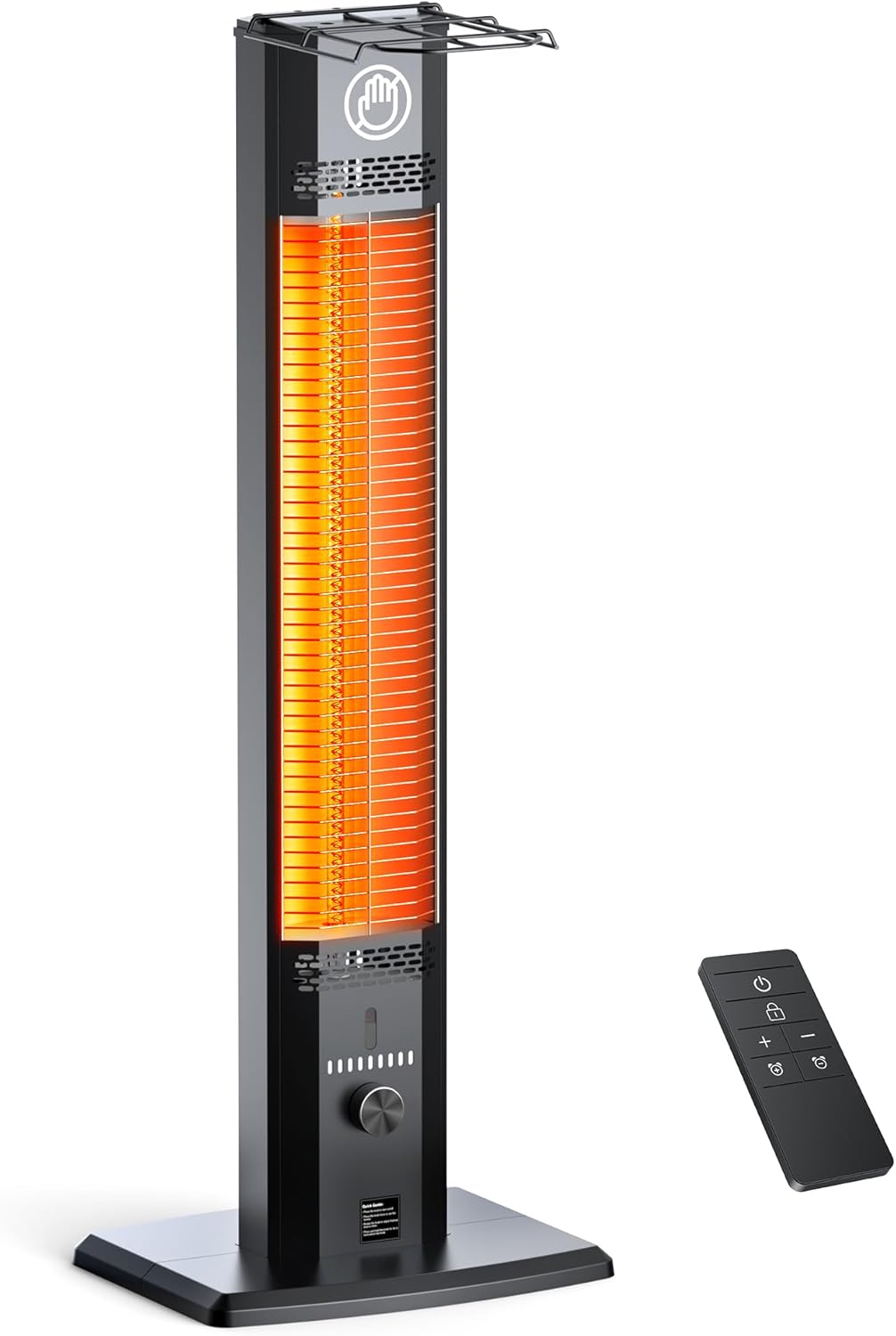 42 INCH Patio Heater, 1500W Outdoor Heater, 9 Heat Levels & 9 Hour Timer, 1S Instant Heat, Infrared Heater with Child Safety Lock, IP65 Waterproof, Tip-Over for Outdoor Indoor Use, Black