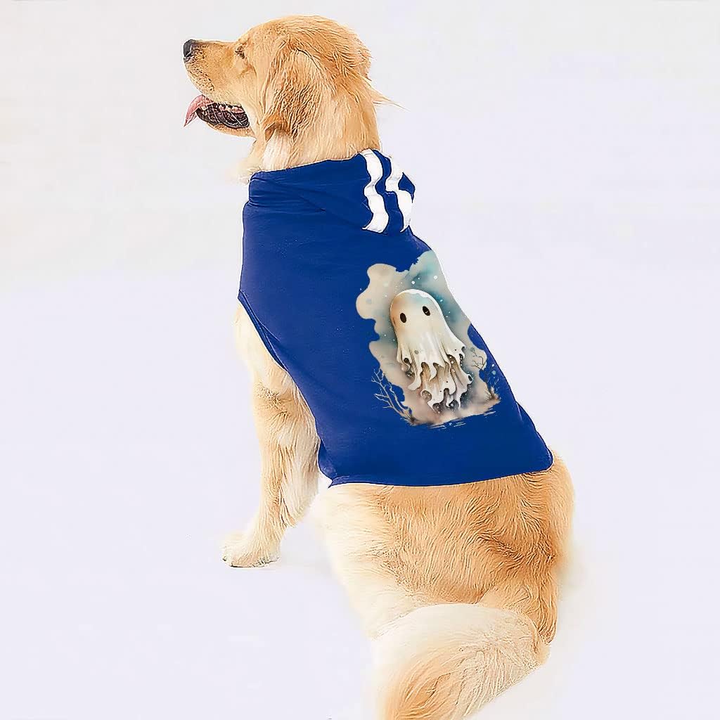 Anime Ghost Dog Shirt with Hoodie - Kawaii Dog Hoodie - Printed Dog Clothing - Pink White, M