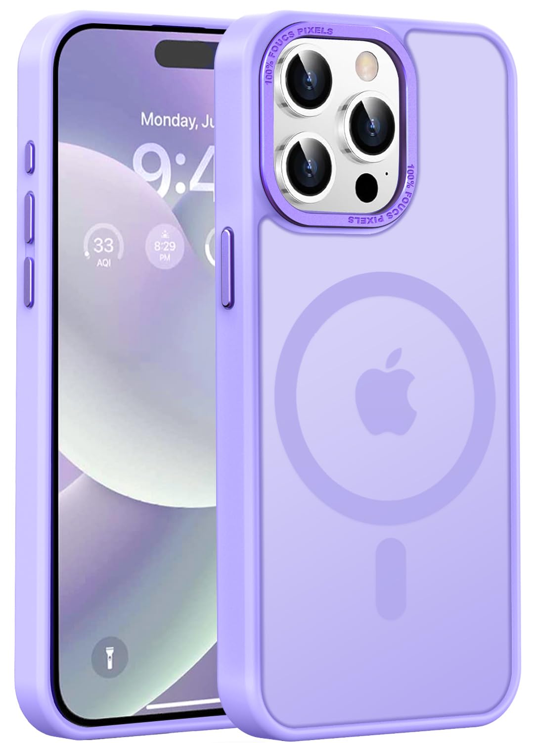 Newfuture Magnetic for iPhone 15 Pro Case [Compatible with Magsafe] [Military Grade Drop Protection] Translucent Matte Anti-Fingerprint Shockproof Phone Case for iPhone 15 Pro 6.1 inch, Lilac Purple - iPhone 15 Pro 6.1 inch - Lilac Purple