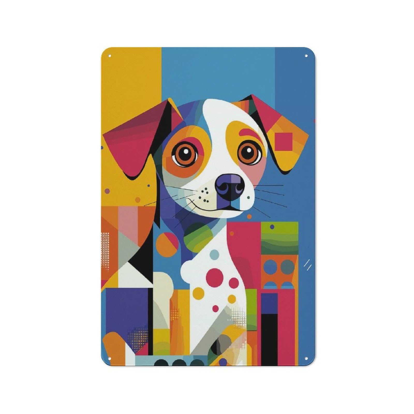 Junmoney Original Abstract Puppy Portrait Retro Metal Sign 30X20cm For Garage Wall, For Home Interiors And Metal Sign Collectors