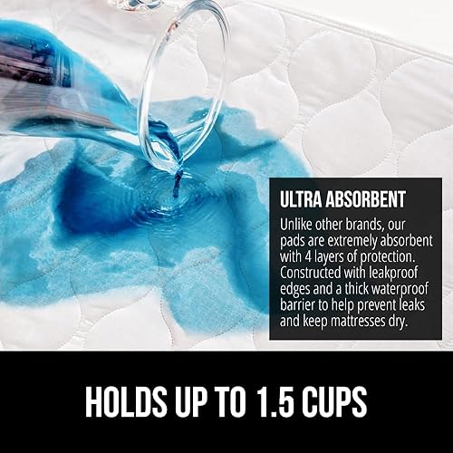 Miniatura 3 de GORILLA GRIP Almohadillas lavables, impermeables, reutilizables, de gran absorción, para incontinencia, a prueba de fugas, protector antideslizante