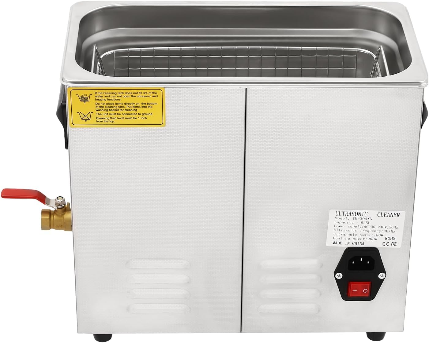Pulitore A Ultrasuoni 42 Khz, da 2 A 30 Litri, in Acciaio Inox, con Cestello Rimovibile, Ideale per La Pulizia di Gioielli, Occhiali, Orologi, Protesi Dentarie E Parti Metalliche. 6.5L