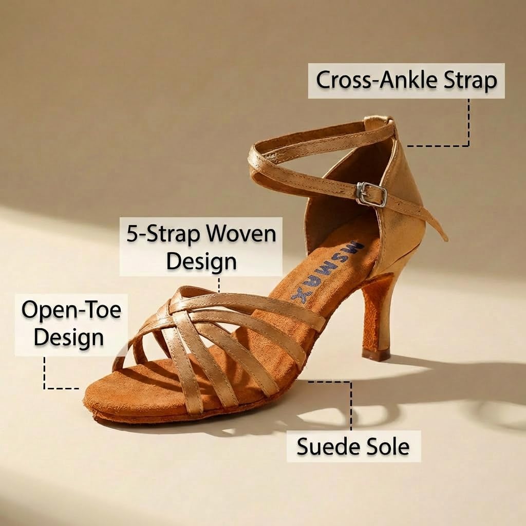 MSMAX Women's Practice Ballroom Dancing Shoes Indoor Performance Latin Dance Shoes for Woman