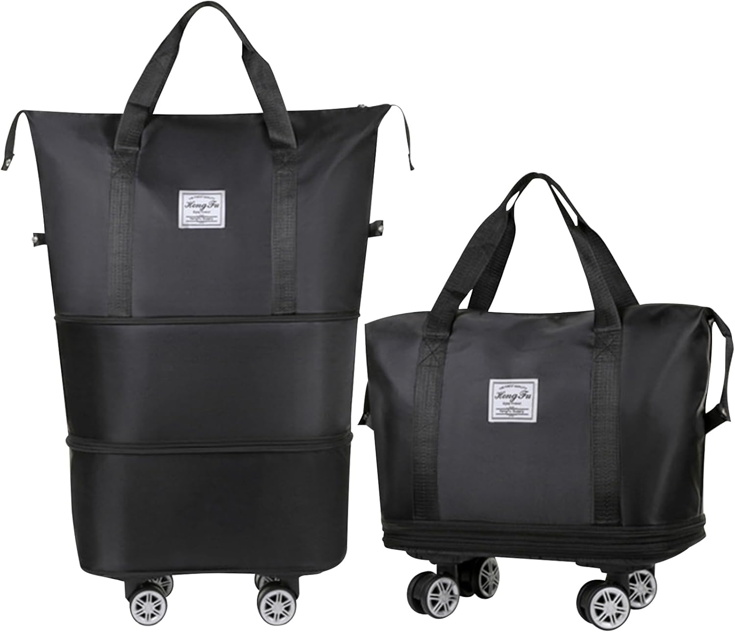 Foldable Travel Bag, Expandable Duffel Bag Suitcase, Detachable Rolling Wheels, Carry-on Large Duffel Bag, Luggage Bag, Suit Gym, Camping or Business Trip (Black) Foldable Travel Bag, Expandable Duffel Bag Suitcase, Detachable Rolling Wheels, Carry-on Large Duffel Bag, Luggage Bag, Suit Gym, Camping or Business Trip (Black)