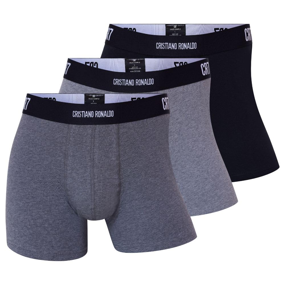 CR7 Underwear Pack 3 Bóxers Hombre – Algodón Orgánico Transpirable con Cintura Suave Surtido de Colores