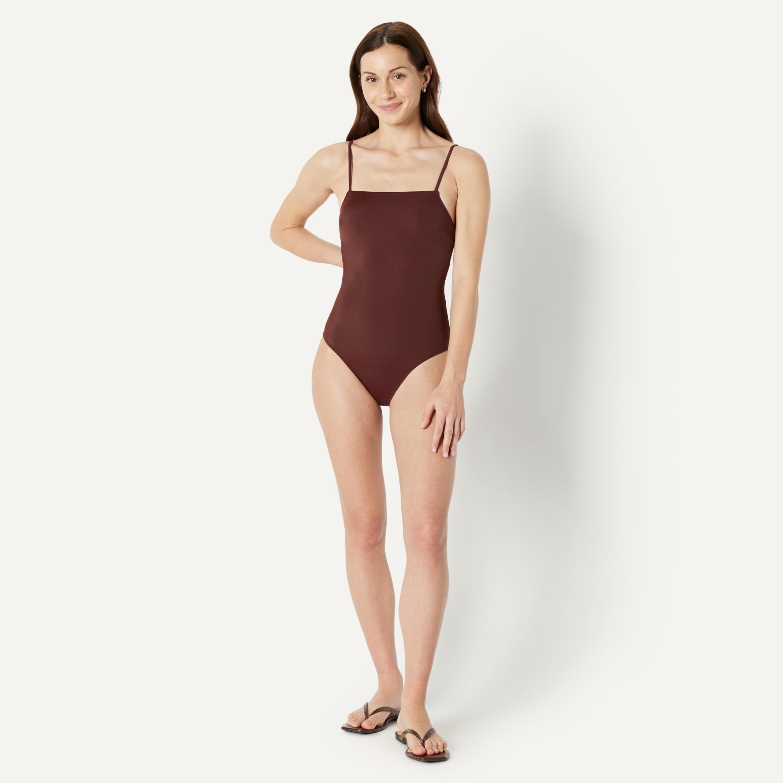 Amazon Essentials Costume da Bagno Intero con Scollo Quadrato Donna