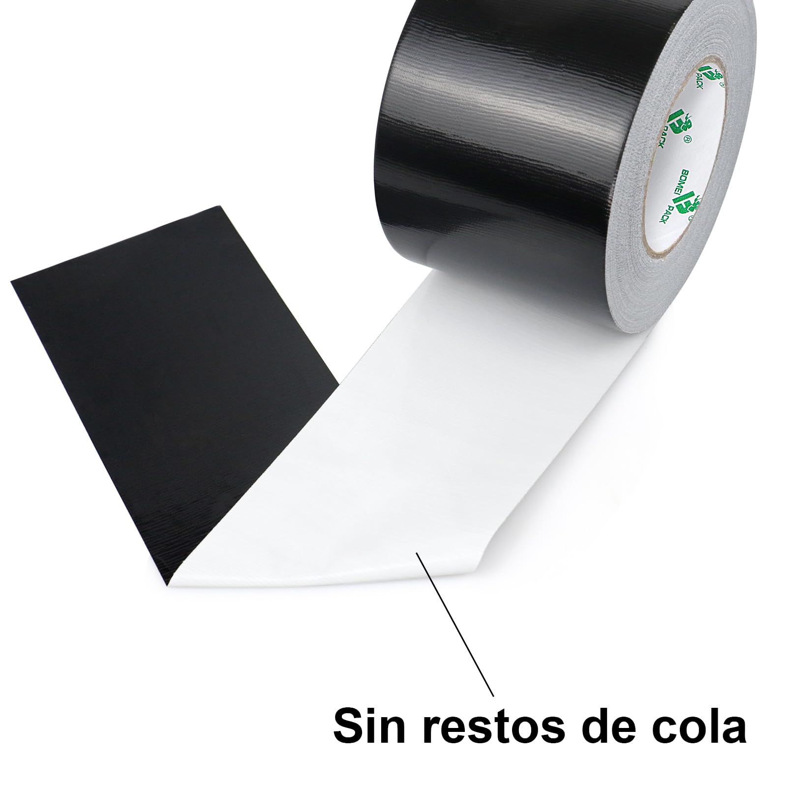 BOMEI PACK Cinta adhesiva americana 100mm x 50 m, negro cinta impermeable de tela de para reparaciones, bricolaje, manualidades, uso en interiores y exteriores