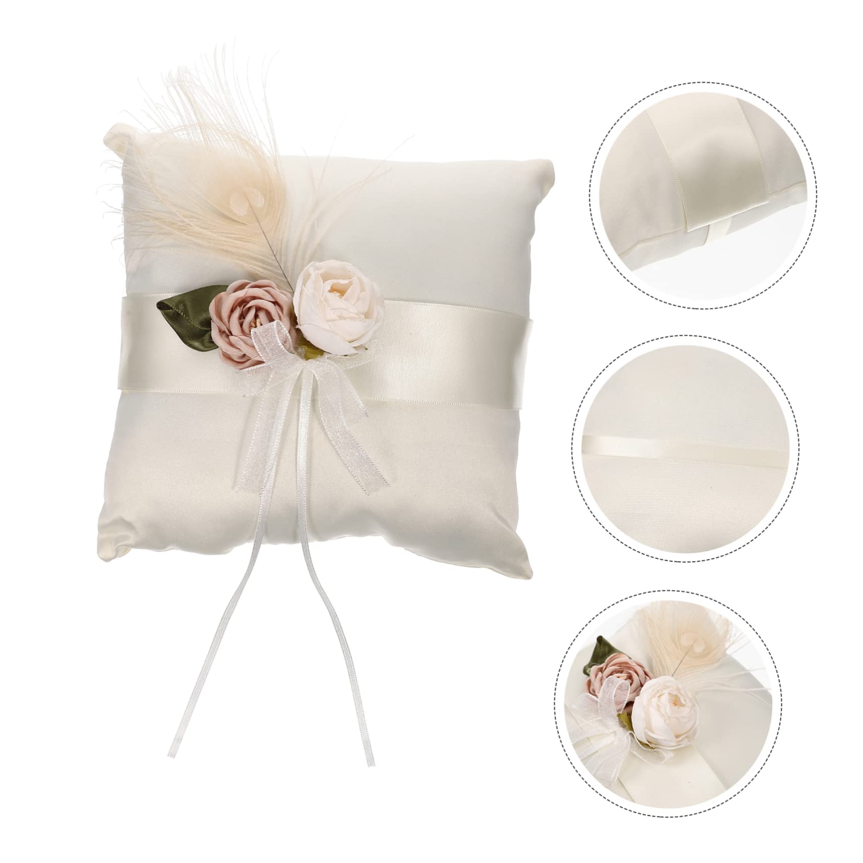 jojofuny 5pezzi Cuscino Nuziale Raso Con Decorazione Floreale Per Cerimonie Di Nozze Elegante Portafedi Per Anelli Accessorio Per Matrimonio Romantico e Sofisticato