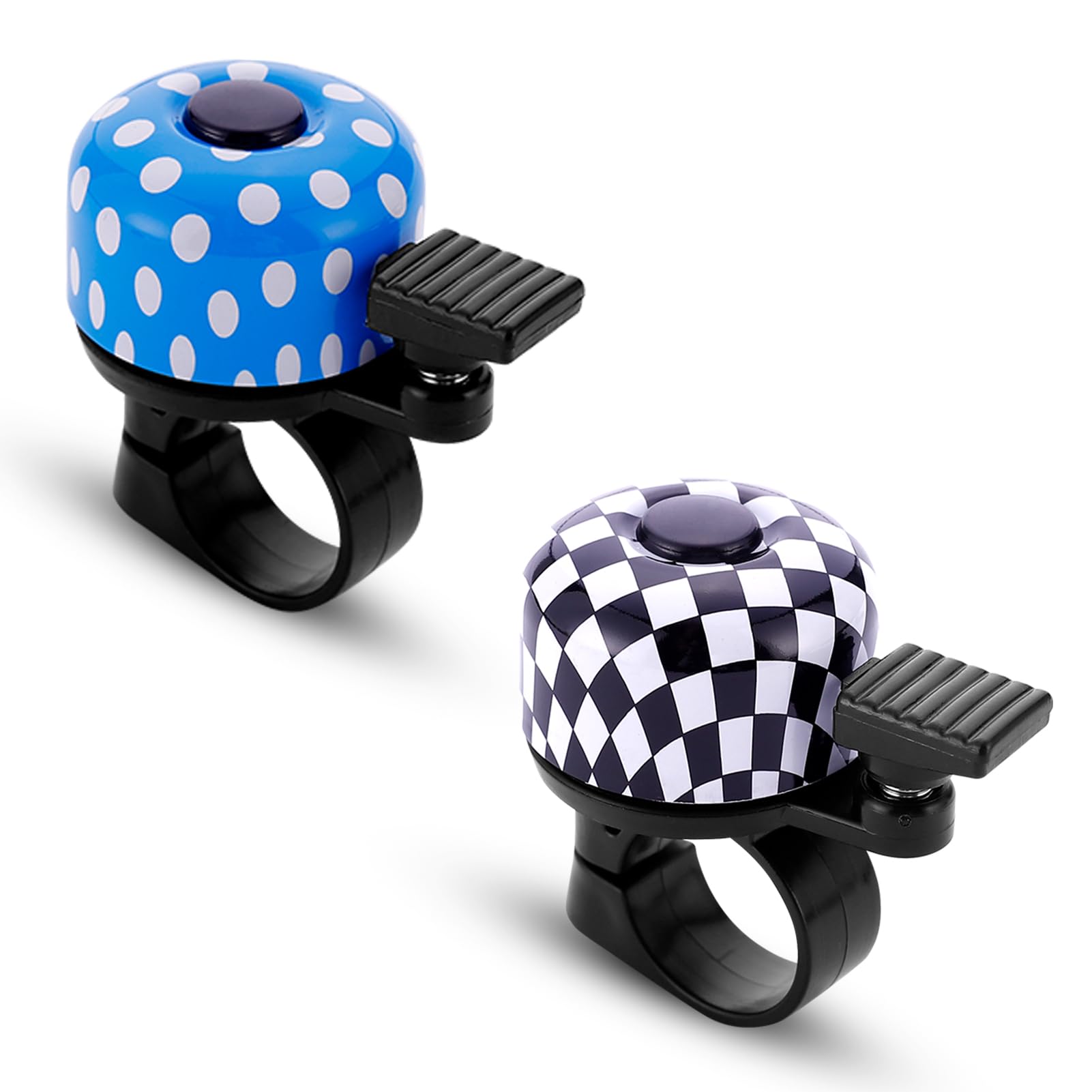 Paliston Bike Bell Bicycle Bell Crisp Sound for Adults Kids Boys Girls Blue White Point & Checkered