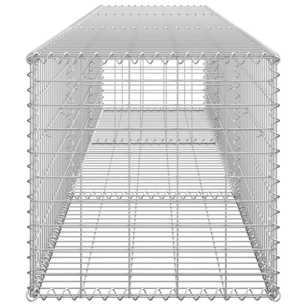 Gabionenwand mit Abdeckung Verzinkter Stahl 300×50×50 cm Zaunfeld Sichtschutz Gartenzaun Metall Trennwand Windschutz für Terrasse Balkon und Vorgarten
