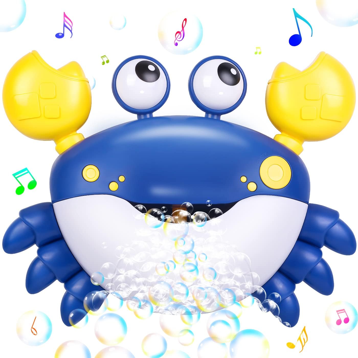 Jiosdo Baby Bath Toys, Automatic Crab Bubble Maker with 12 Music, Toddler Bath Bubble Machine, Fun Bathtub Shower Toys for Kids Boys Girls (Blue)