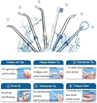 Replacement Heads for Waterpik, Replacement Picks for Water Pik Water Flosser (10 Tips & Storage Case), Water Flosser Replacement Tips for Waterpik WP-663 WP-150 WP-660 WP-580 wp-150w wp667w WP-140