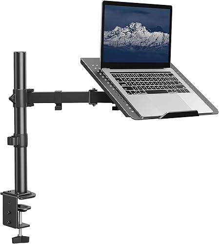 Miniatura 8 de HUANUO Soporte de escritorio para laptop, brazo de monitor de 17 a 32 pies, bandeja ventilada, totalmente ajustable con inclinación, giro y