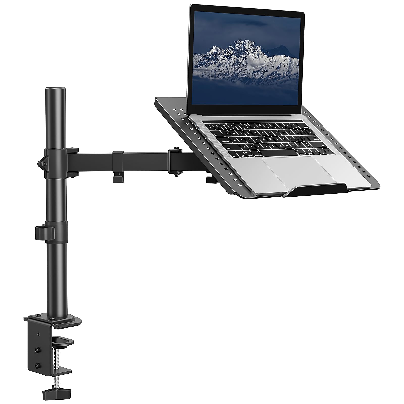 HUANUO Supporto da scrivania per computer portatile, per notebook da 17" o monitor da 15"-32", braccio per laptop con vassoio ventilato, braccio completamente regolabile con inclinazione, girevole e