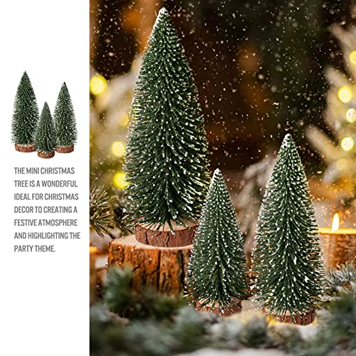 9Pcs Mini Christmas Trees Christmas Decor Artificial Christmas Decorations With 4 Sizes, Christmas Tree Bottle Brush Trees Christmas Table Decorations (Green Silver Black) #TOP5
