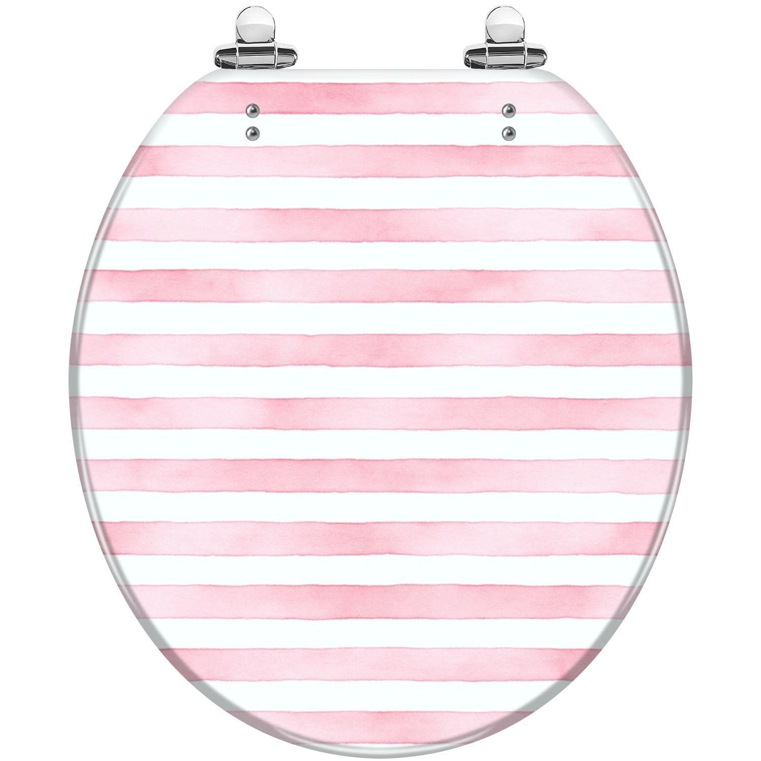 Gutuyehkea Multi9 Vibrant Neon Stripes Elongated Toilet Seat Pink Purple Resin Slow Close Lid Quick-Release Hinges Easy Clean(,16.5X14.5)