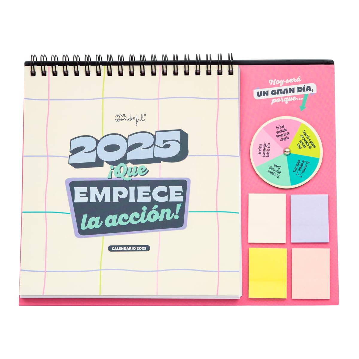Mr. Wonderful - Desktop Calendar with Roulette 2025-2025: Let the action begin! - Includes 2 Pads of Sticky Notes and 4 Sheets of Stickers