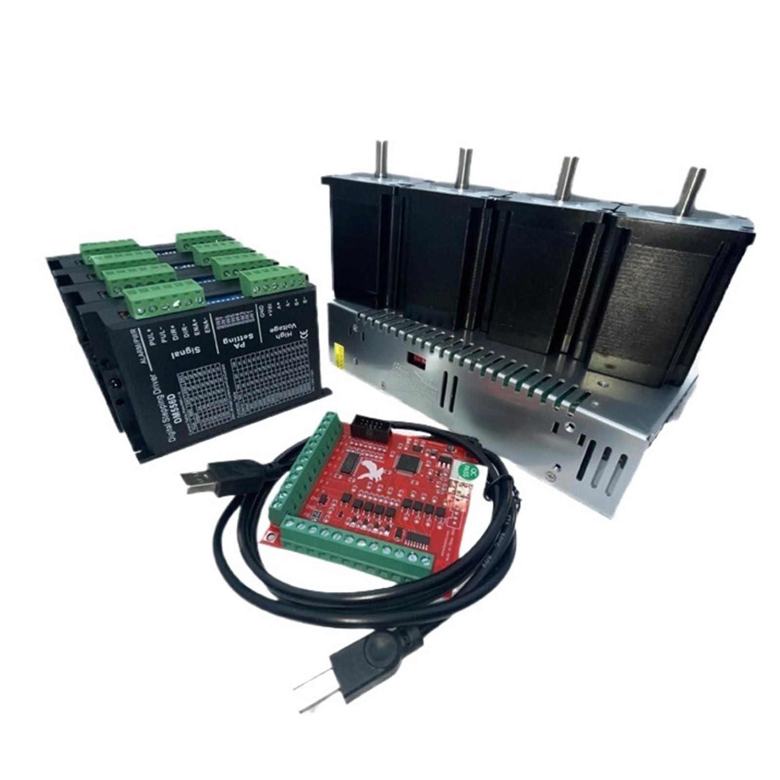 silnik krokowy do naleśników Silniki krokowe Nema23 57x76mm 1,8Nm ze sterownikiem DM556D 4 szt. z zasilaczem 350W36V z latającą płytką grawerującą Silnik krokowy(6.35mm Single Shaft)