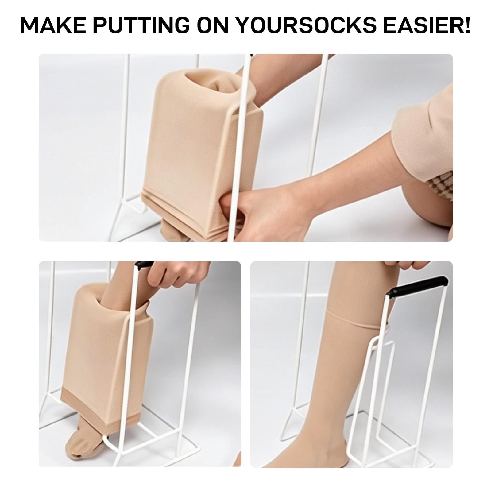 Aiuto di serraggio per calze a compressione, aiuto per calze di supporto, calze a compressione, aiuto per stringere calze in metallo, adatto anche dopo l'intervento dell'anca