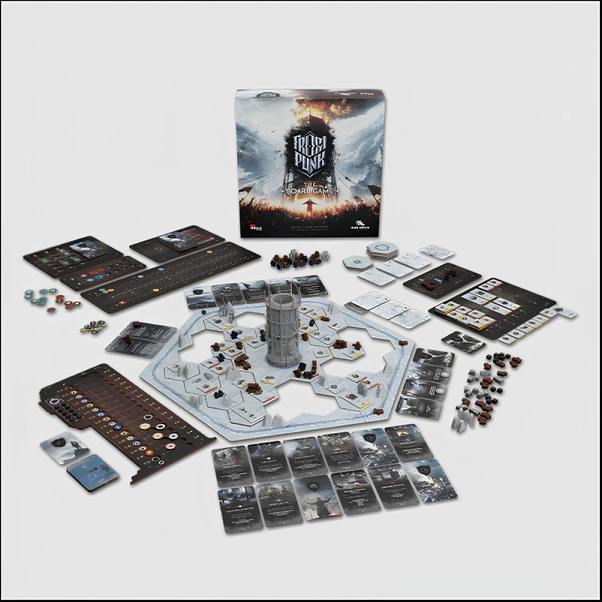 PIXIEGAMES Frostpunk – Le Jeu de Plateau | Jeu Coopératif de Survie et Gestion | Adaptation du Jeu Vidéo Culte | 1 à 4 Joueurs | Dès 14 Ans, Noir