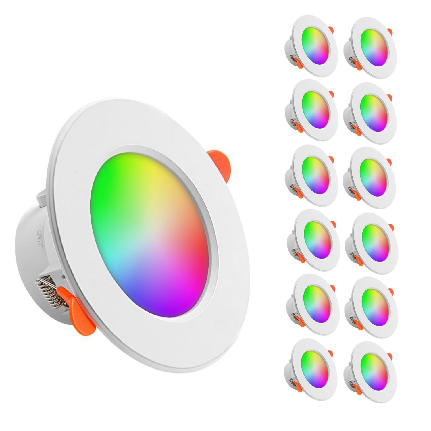 Recessed Lighting Smart Ceiling Light Downlight 9W 800LM Color Changing LED Downlight RGB & Daylight Dimmable by Bluetooth Control,16 Million Colors,