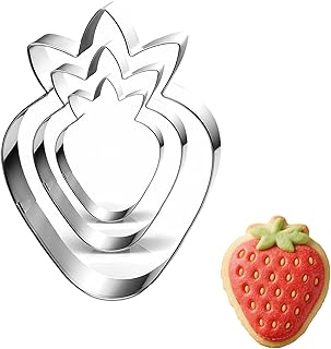 BOXOB 3pcs Strawberry Fruit Cookie Cutter Set, 3.5, 2.5, 1.5 Inch Funny ...