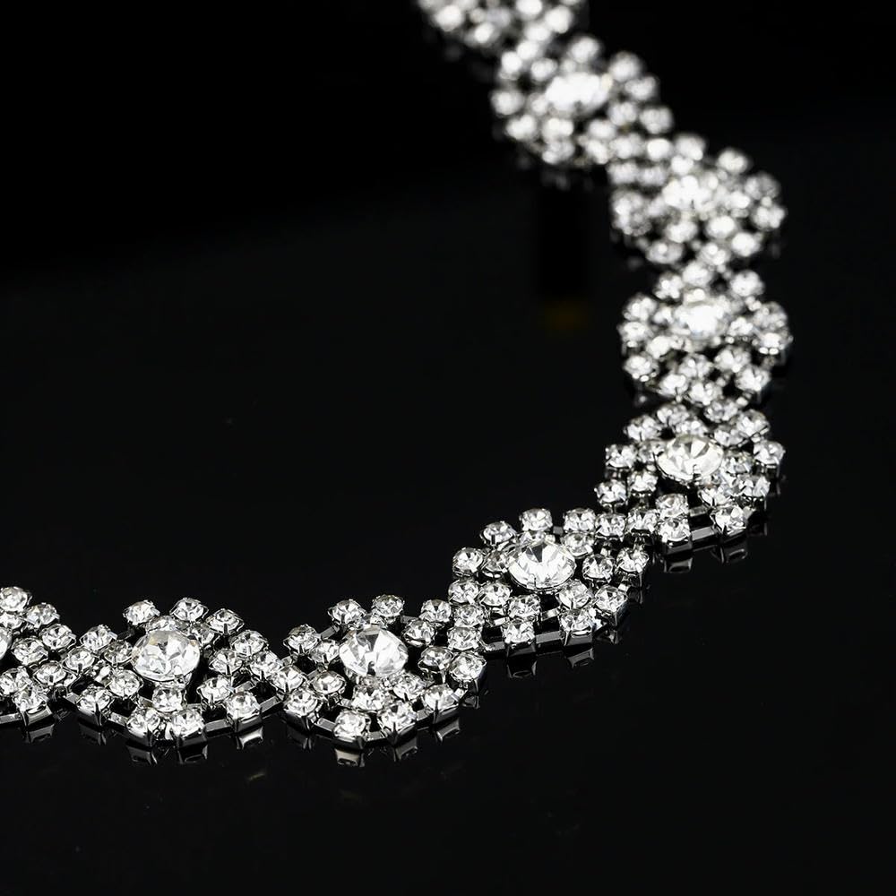 3 Pezzi Accessori per Capelli con Strass in Argento per Donna, Fasce Elastiche per Capelli da Sposa e da Sposa