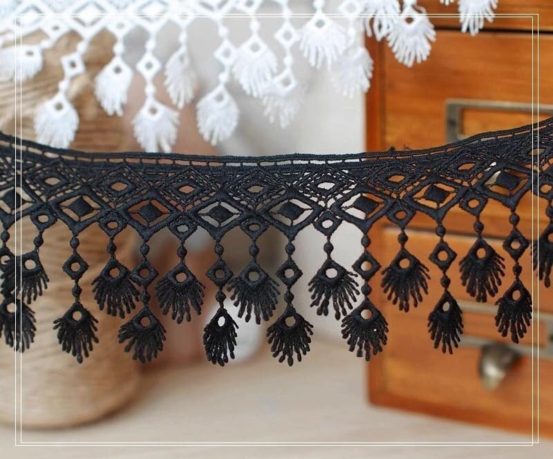 Garniture à franges en dentelle brodée de 5 mètres