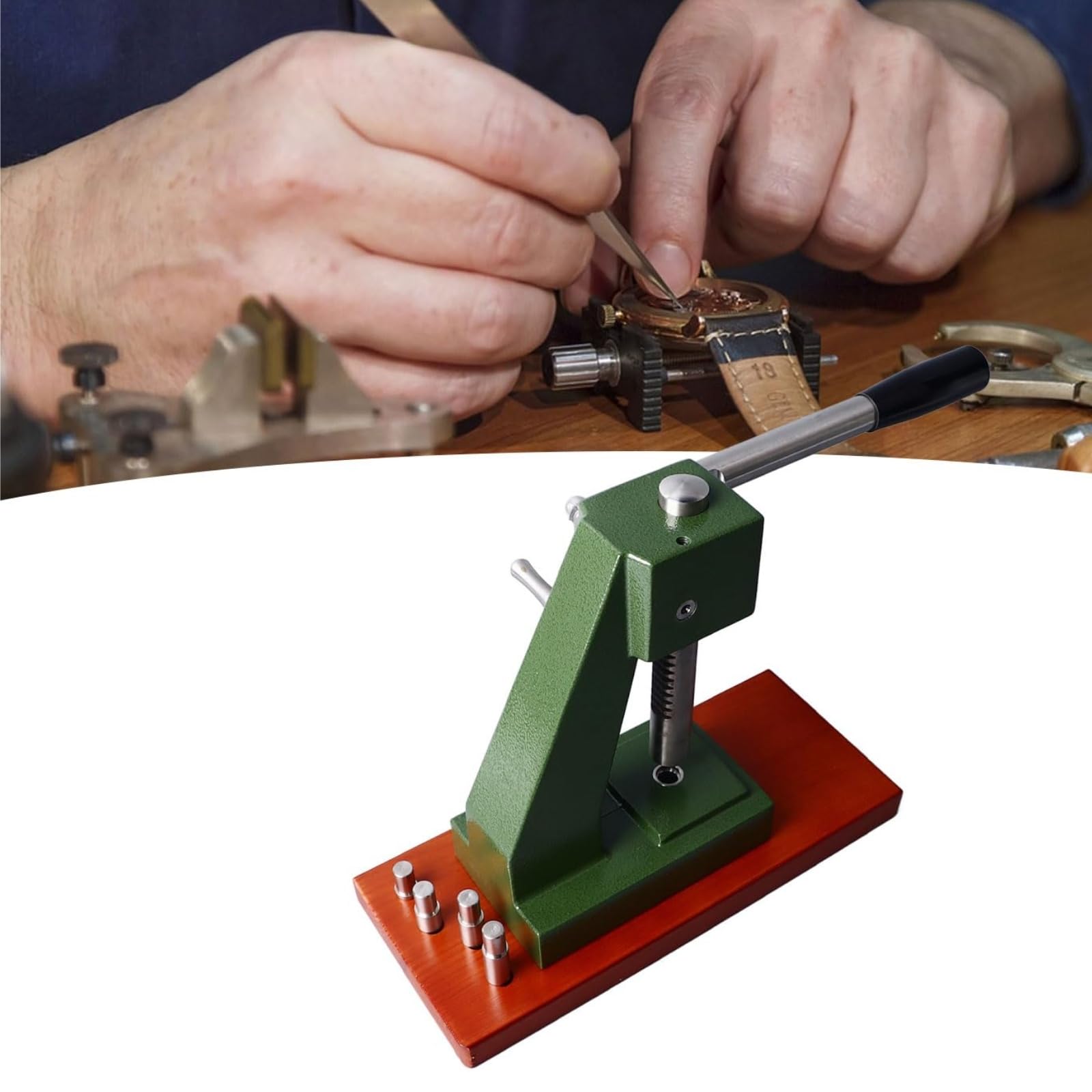 Amagogo para Relojes de Cierre para Cajas Herramienta de Servicio con Armazón de Metal Cabezales de Rosca y Palanca Extendida Adecuada para Cierre de Fondos en Reparación de Relojes y Bricolaje